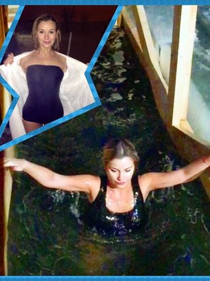 Slide image for gallery: 6036 | А вот певица Ольга Орлова и правда приняла участие в крещенских купаниях. Она окунулась в настоящую прорубь