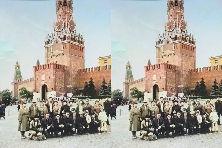 Два варианта цветной фотографии с исходника, полученного с помощью приложения от Google
