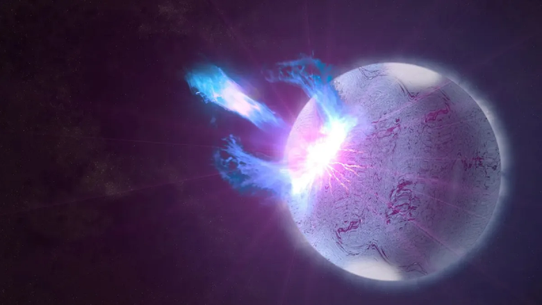 Иллюстрация нейтронной звезды, переживающей «звездотрясение».