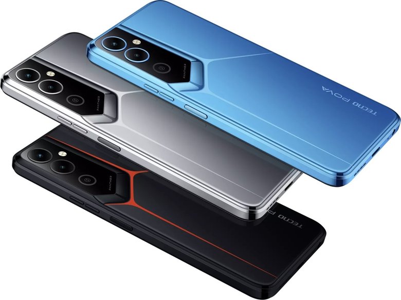 Смартфоны доступны в черном, синем и сером цветах. Фото: Tecno