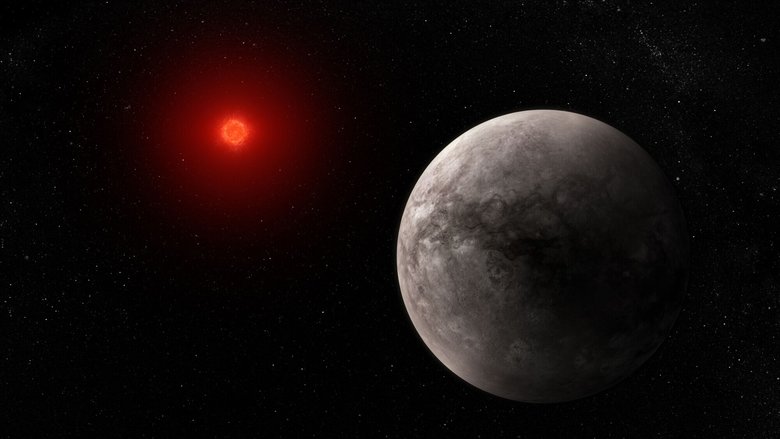 Предполагаемый внешний вид TRAPPIST-1 b. Вдали видна ее звезда. Фото: NASA