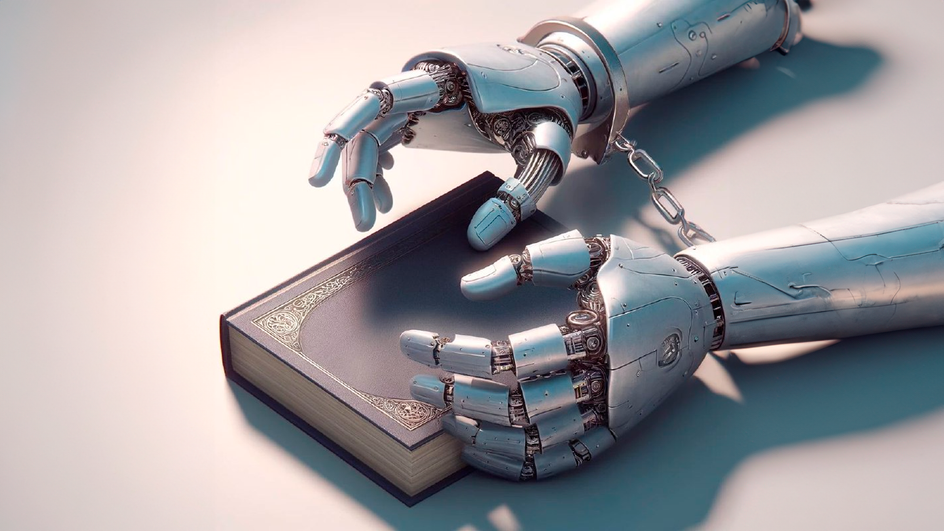 Руки робота и книга