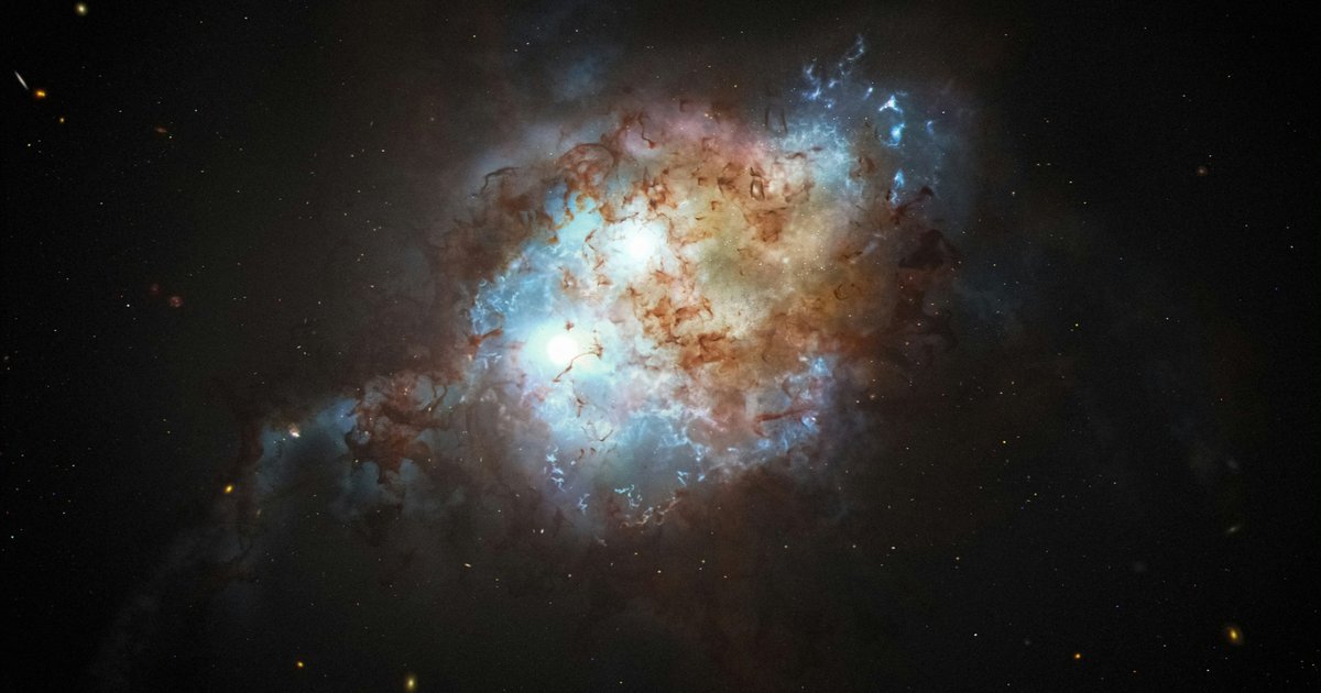 «Джеймс Уэбб» запечатлел поразительное слияние квазара и галактики в далекой Вселенной