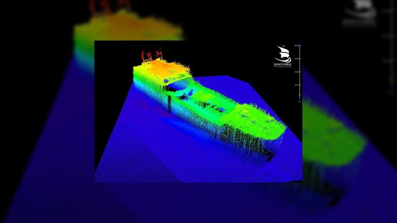 Изображение показывает, как сейчас выглядит затонувший корабль. Картинку получили с помощью сонара. Фото: Silentworld / Fugro