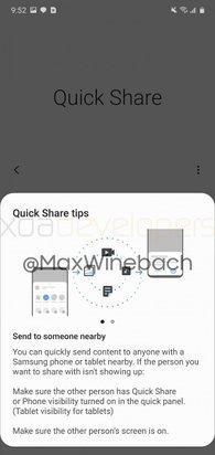 Скриншоты функции Quick Share