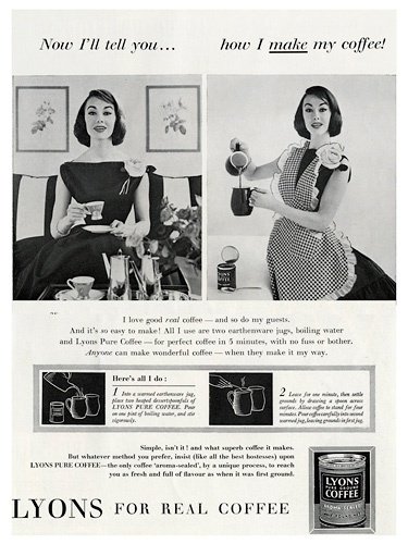 Первое время реклама растворимого кофе сопровождалась подробной инструкцией по приготовлению