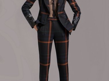Slide image for gallery: 3312 | Комментарий lady.mail.ru: Однобортный жакет, брюки французского стиля и блуза от Nickolia Morozov