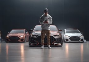 Человек со смартфоном выбирает автомобиль