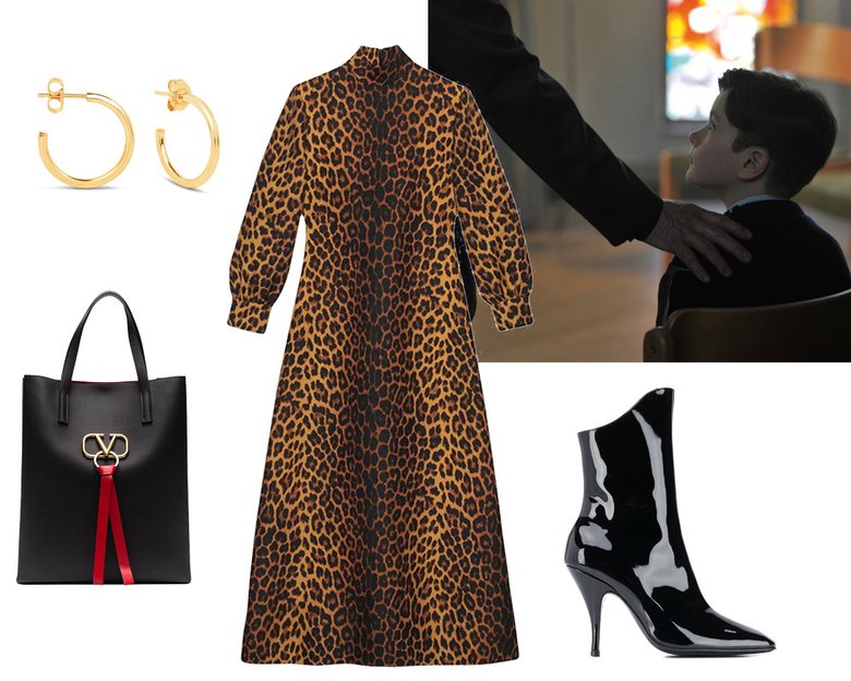 Серьги LAV'Z; сумка Valentino; платье Gucci; сапоги Dorateymur (Farfetch)