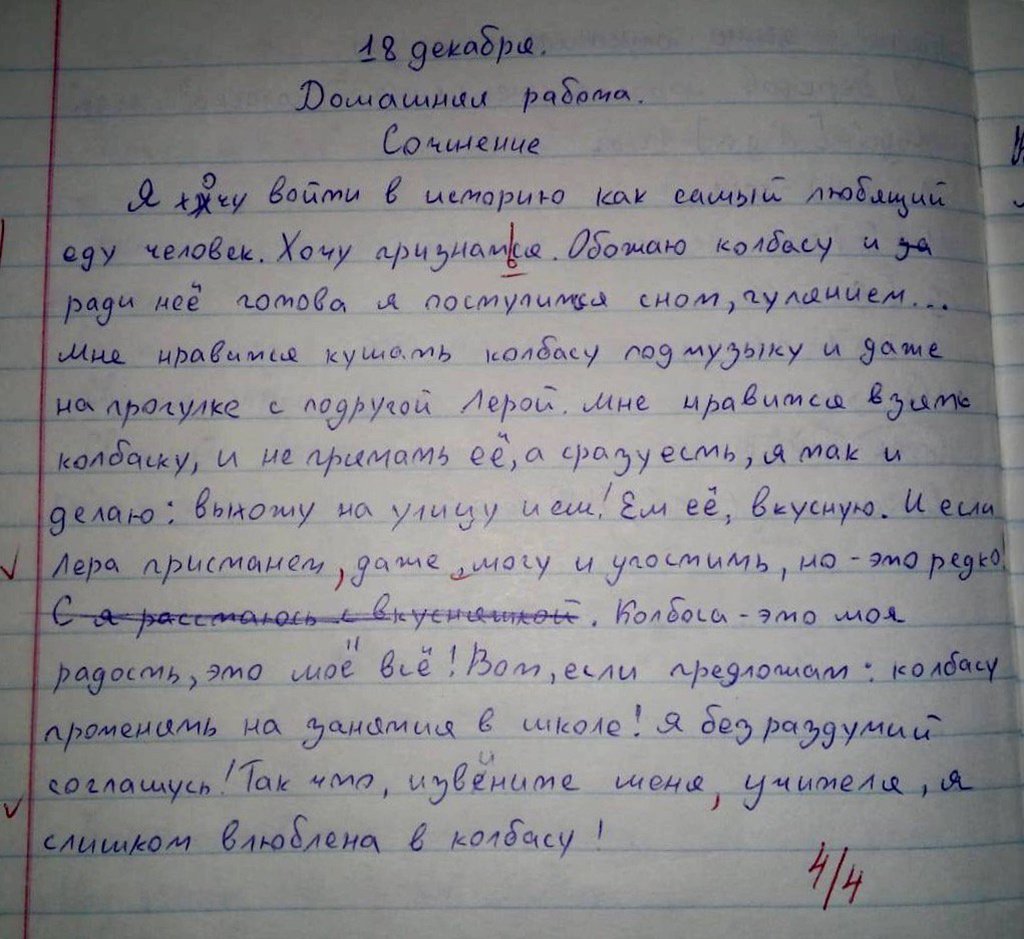 11-летняя школьница написала лучшее признание в любви колбасе - Новости  Mail.ru