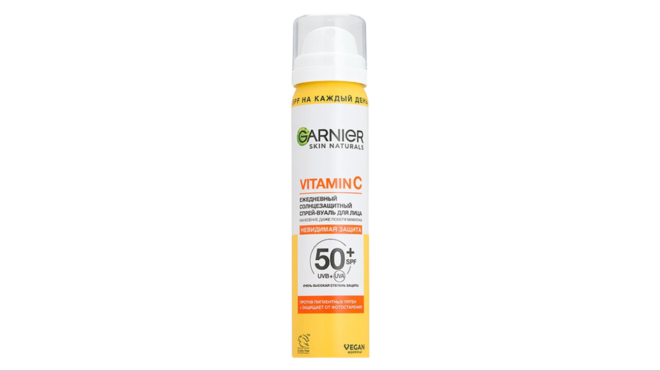 Солнцезащитный спрей для лица фирмы Garnier серия Vitamin С SPF 50+ Солнцезащитный спрей для лица фирмы Garnier серия Vitamin С SPF 50+