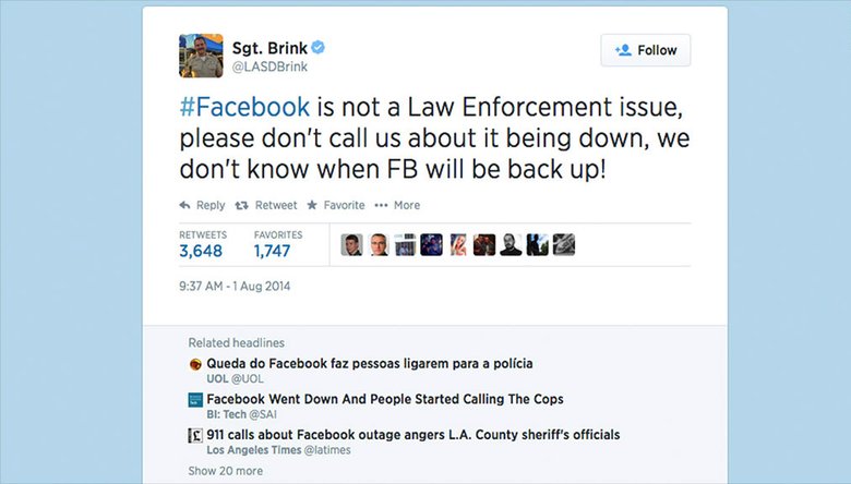 «Facebook — это не проблема правоохранительных органов», — заявил сержант Бёртон Бринк.