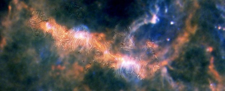 Линии магнитного поля G47 выглядят так. Фото: ESA / Hersche l / PACS / SPIRE 