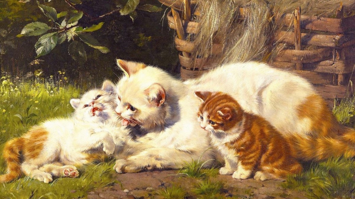 «Рыжая кошка с котятами»