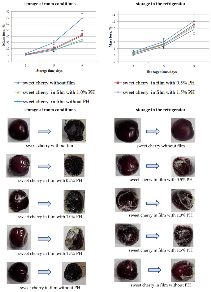 Динамика изменения внешнего вида ягод черешни в период их хранения в пленке