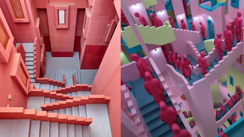 Жилой квартал La Muralla Roja в Испании теперь часто сравнивают с лабиринтом из «Игры в кальмара»