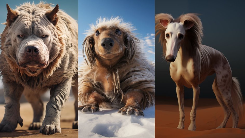 Снимки не основаны на генетической экспертизе, а лишь дают общее представление об изменении внешности собак в суровых климатических условиях
