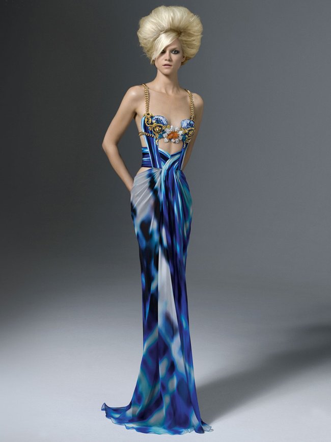 Синее вечернее платье Atelier Versace
