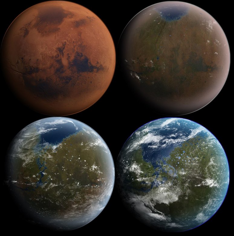 Таким Марс может быть через несколько сотен лет после начала терраформирования. Изображение: Wikipedia
