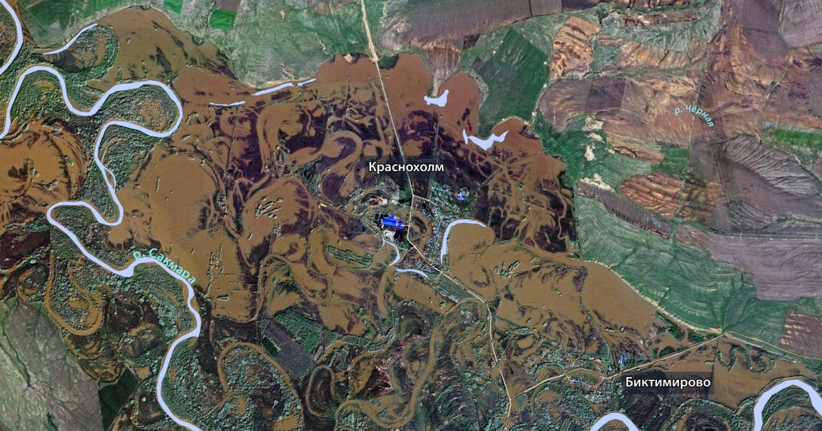 Российский спутник прислал новое фото паводков Оренбургской области
