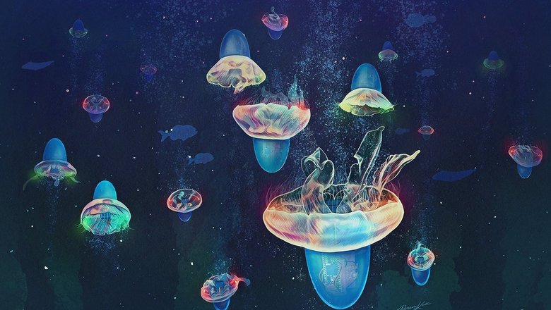 Иллюстрация с медузами-киборгами