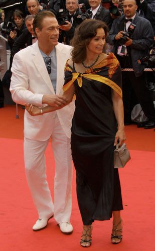 Ван Дамм с женой на Каннском кинофестивале, май 2008 года