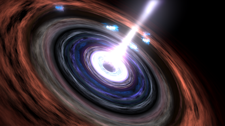 Блазар в активном ядре галактики в представлении художника. Источник: NASA