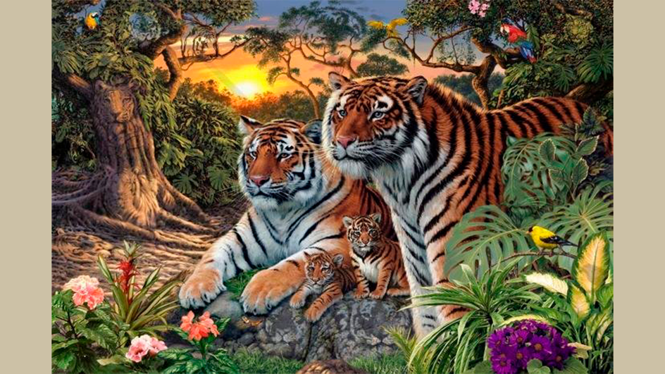 Найдите 16 тигров — 4 из них это те, которых отчетливо видно, а еще 12 — замаскированные