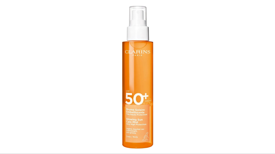 Солнцезащитный спрей для тела фирмы Clarins серия SPF 50+ Brume Solaire Embellissante Солнцезащитный спрей для тела фирмы Clarins серия SPF 50+ Brume Solaire Embellissante