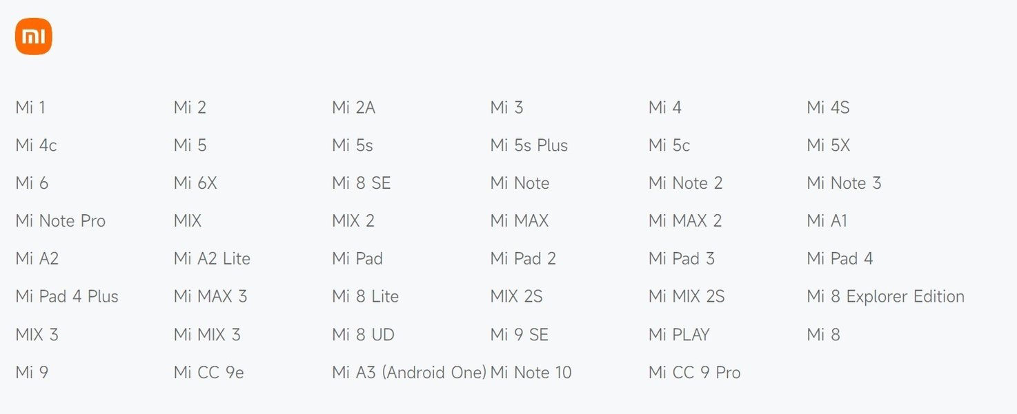 Všechna tato zařízení Xiaomi již nedostávají aktualizace. Foto: trust.mi.com
