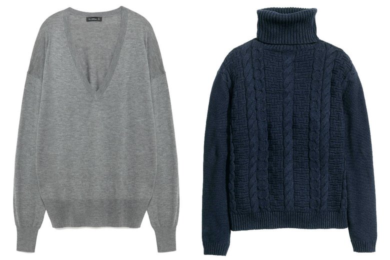 Слева: свитер, Zara, 1999 руб.; справа: свитер, H&M, 2499 руб.