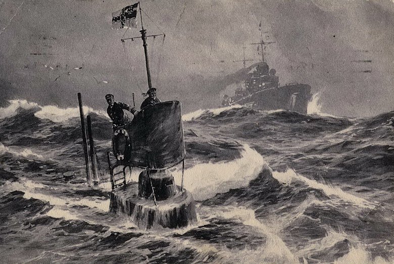 1914 год. Германская подводная лодка U3 в Северном море. Изображение из коллекции Петра Каменченко
