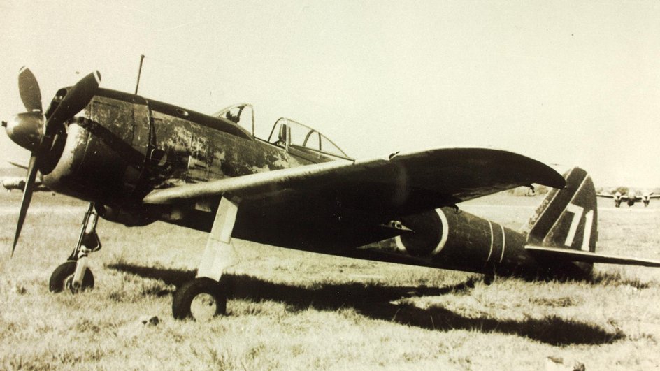 Японский истребитель Nakajima Ki-43 Hayabusa стоит в поле