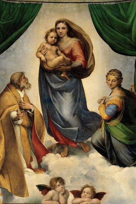 RAFAEL_-_Madonna_Sixtina_Gemäldegalerie_Alter_Meister_Dresden_1513-14._Óleo_sobre_lienzo_265_x_196_cm