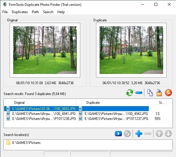 FirmTools Duplicate Photo Finder программа платная и без русского интерфейса, но похожие изображения ищет отлично