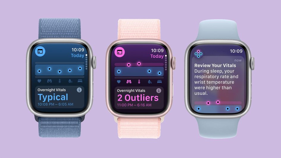 Интерфейс Vitals на Apple Watch.