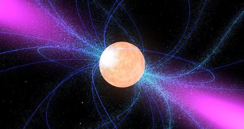 Пульсар с его джетами и магнитными полями. Фото: NASA