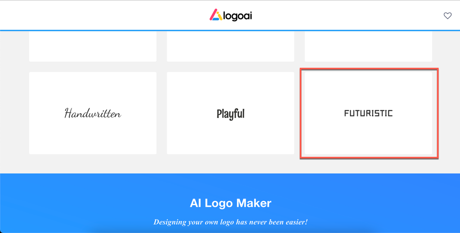 Скриншот LogoAi, где выделен тип шрифта Скриншот LogoAi, где выделен тип шрифта