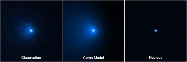 Яркая светящаяся точка — это ядро кометы. Фото: NASA