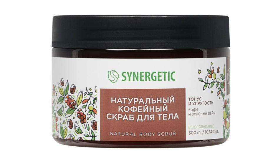 Натуральный кофейный скраб для тела Synergetic " кофе и зеленый лайм " 300мл Натуральный кофейный скраб для тела Synergetic " кофе и зеленый лайм " 300мл