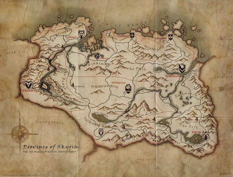 Исходное изображение карты из игры TES V: Skyrim
