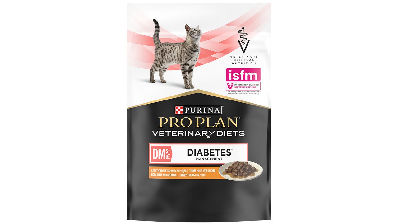 Влажный корм для кошек диетический PRO PLAN® VETERINARY DIETS DM ST/OX Diabetes Management при сахарном диабете, с курицей, в соусе, 850 г