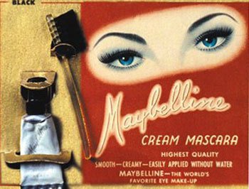 Реклама туши Maybelline, 1950-е годы
