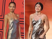 Content image for: 480093 | Платье из металлизированной ткани от Marc Jacobs пришлось по душе сразу двум знаменитостям — Николь Ричи (слева) и Майли Сайрус