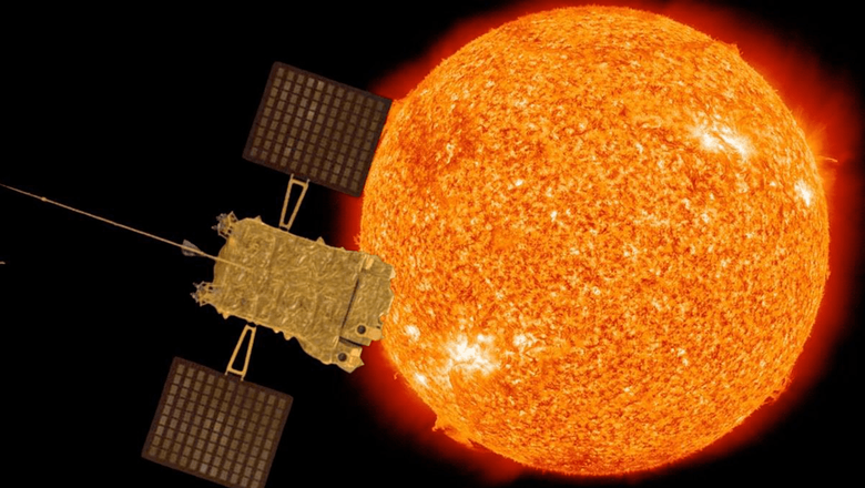 Рендер аппарата «Адитья-L1» у Солнца.