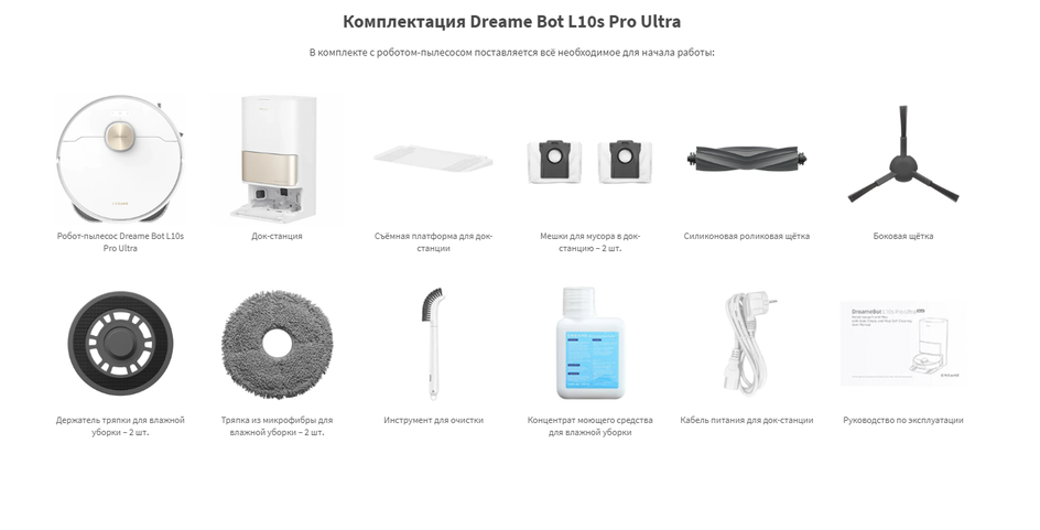 Комплектация Dreame L10s Pro Ultra