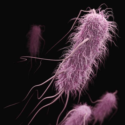 Escherichia coli под микроскопом