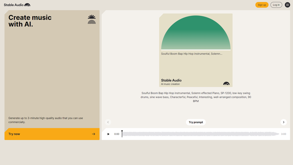 Интерфейс в Stable Audio Интерфейс в Stable Audio