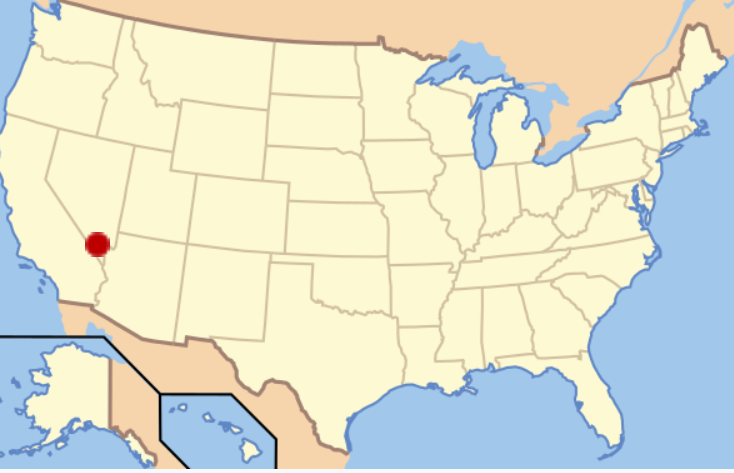 Расположение ядерного полигона в Неваде / Wikimedia, CC BY-SA 3.0