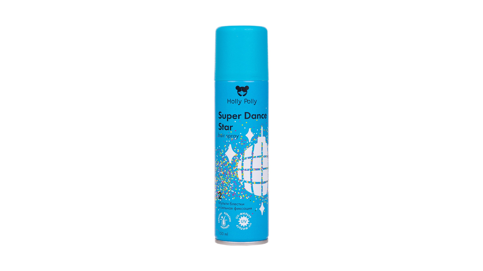 Лак для волос сильной фиксации с цветными блестками фирмы Holly Polly серия Super Dance Star Hair Spray Лак для волос сильной фиксации с цветными блестками фирмы Holly Polly серия Super Dance Star Hair Spray